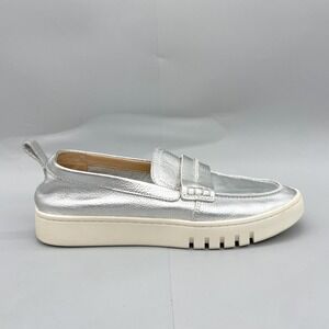Vionic Womens 7 Chantel Penny Loafers Shoes Silver Metallic Leather SlipOn Comfy